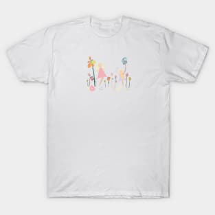 Mom and kids with flowers T-Shirt